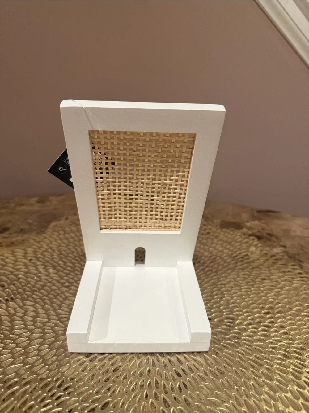The Container Store Artisan White & Natural Rattan Phone and Tablet Stand